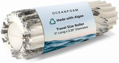 Ripple Travel Foam Roller (11" x 3.35") Firm Mini Foam Roller for Physical Therapy, Deep Tissue Massage, Back Pain - High Density, Wave Textured - Yoga, Exercise (Jade & Seafoam Marbled) - Colors A