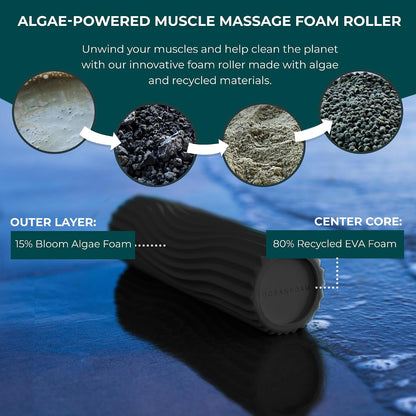 Ripple Travel Foam Roller (11" x 3.35") Firm Mini Foam Roller for Physical Therapy, Deep Tissue Massage, Back Pain - High Density, Wave Textured - Yoga, Exercise (Jade & Seafoam Marbled) - Colors A