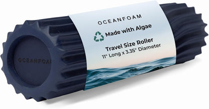 Ripple Travel Foam Roller (11" x 3.35") Firm Mini Foam Roller for Physical Therapy, Deep Tissue Massage, Back Pain - High Density, Wave Textured - Yoga, Exercise (Jade & Seafoam Marbled) - Colors A