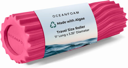 Ripple Travel Foam Roller (11" x 3.35") Firm Mini Foam Roller for Physical Therapy, Deep Tissue Massage, Back Pain - High Density, Wave Textured - Yoga, Exercise (Jade & Seafoam Marbled) - Colors A