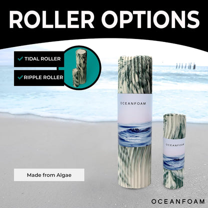 Ripple Travel Foam Roller (11" x 3.35") Firm Mini Foam Roller for Physical Therapy, Deep Tissue Massage, Back Pain - High Density, Wave Textured - Yoga, Exercise (Jade & Seafoam Marbled) - Colors A