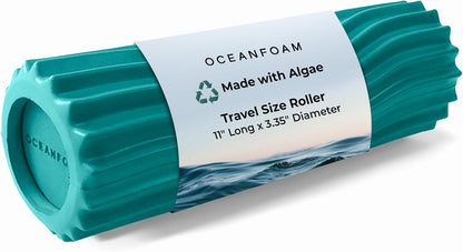 Ripple Travel Foam Roller (11" x 3.35") Firm Mini Foam Roller for Physical Therapy, Deep Tissue Massage, Back Pain - High Density, Wave Textured - Yoga, Exercise (Jade & Seafoam Marbled) - Colors A