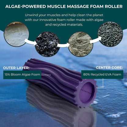 Ripple Travel Foam Roller (11" x 3.35") Firm Mini Foam Roller for Physical Therapy, Deep Tissue Massage, Back Pain - High Density, Wave Textured - Yoga, Exercise (Jade & Seafoam Marbled) - Colors A