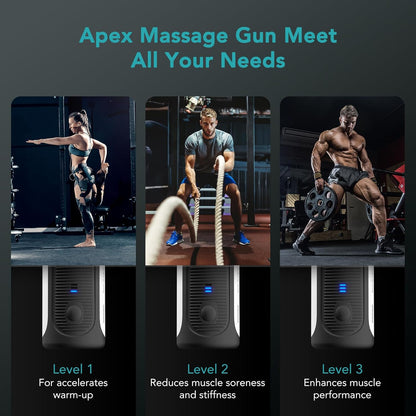 Apex Massage Gun Deep Tissue 14.5mm Percussion Fascia Muscle Massager for Athletes Workout Pain Relief Recovery Relaxation, Professional Therapist Choice, Ergonomic for Effortless to Use