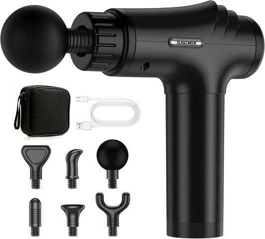 Massage Gun, 30 Speeds, 6 Heads, Quiet Deep Tissue Muscle Massager