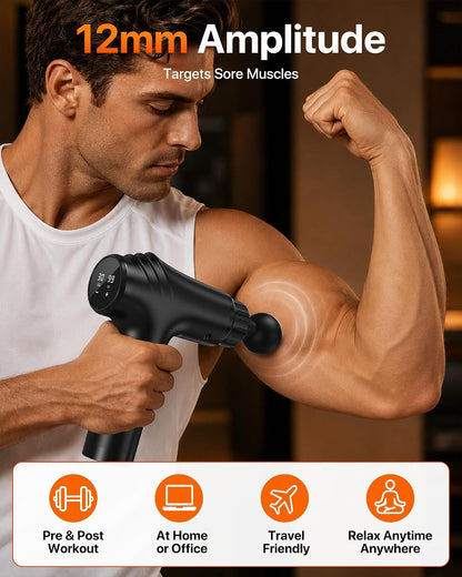 Massage Gun, 30 Speeds, 6 Heads, Quiet Deep Tissue Muscle Massager