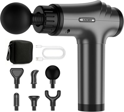 Massage Gun, 30 Speeds, 6 Heads, Quiet Deep Tissue Muscle Massager