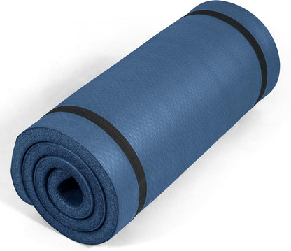 1-Inch Thick Yoga Mat | High-Density, Non-slip Exercise Mat with Carrying Strap for Yoga, Pilates, & Home Gym Workouts | Multiple Options