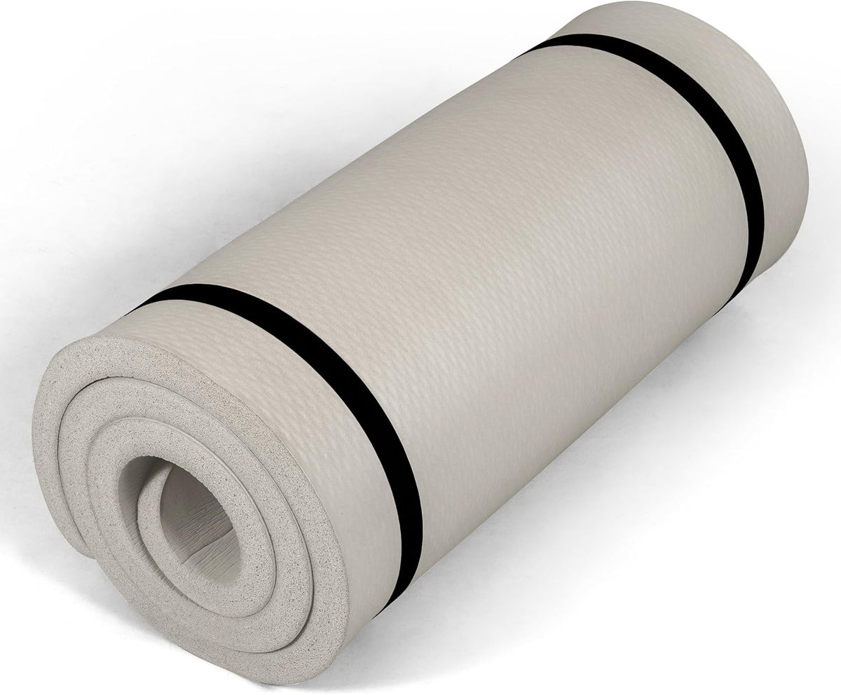 1-Inch Thick Yoga Mat | High-Density, Non-slip Exercise Mat with Carrying Strap for Yoga, Pilates, & Home Gym Workouts | Multiple Options