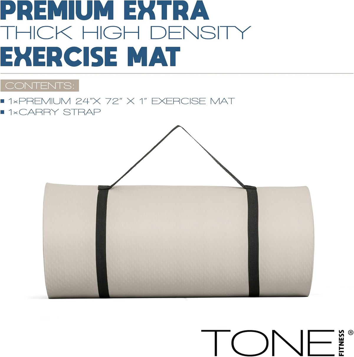 1-Inch Thick Yoga Mat | High-Density, Non-slip Exercise Mat with Carrying Strap for Yoga, Pilates, & Home Gym Workouts | Multiple Options