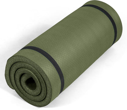 1-Inch Thick Yoga Mat | High-Density, Non-slip Exercise Mat with Carrying Strap for Yoga, Pilates, & Home Gym Workouts | Multiple Options
