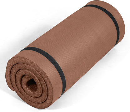 1-Inch Thick Yoga Mat | High-Density, Non-slip Exercise Mat with Carrying Strap for Yoga, Pilates, & Home Gym Workouts | Multiple Options