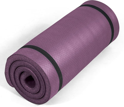 1-Inch Thick Yoga Mat | High-Density, Non-slip Exercise Mat with Carrying Strap for Yoga, Pilates, & Home Gym Workouts | Multiple Options