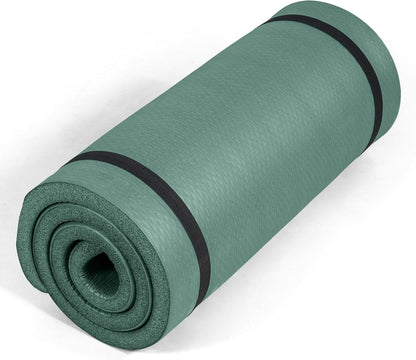 1-Inch Thick Yoga Mat | High-Density, Non-slip Exercise Mat with Carrying Strap for Yoga, Pilates, & Home Gym Workouts | Multiple Options