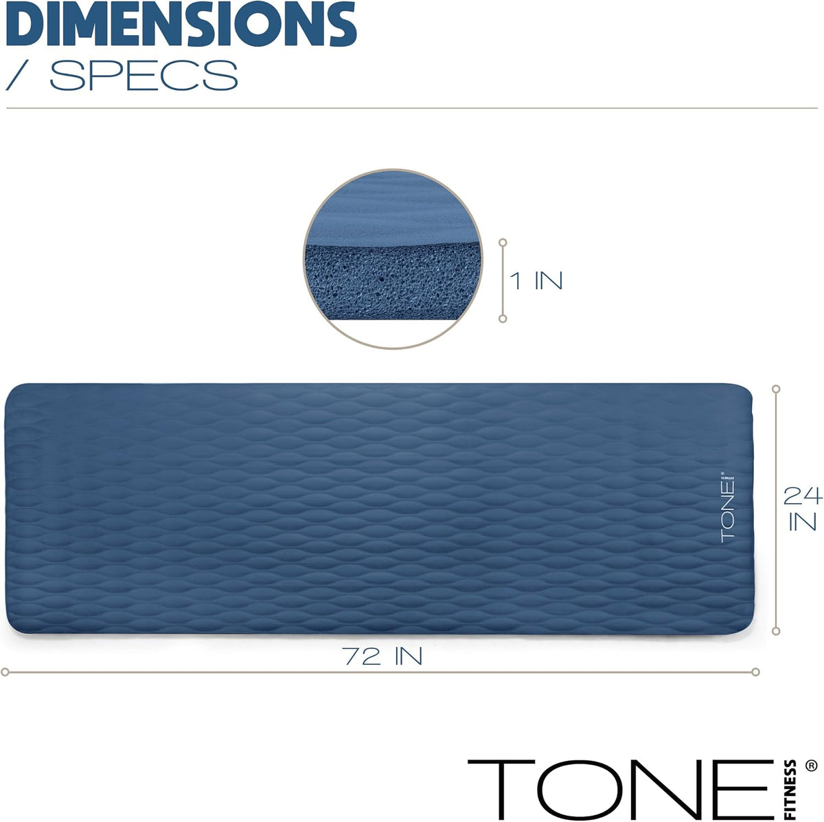 1-Inch Thick Yoga Mat | High-Density, Non-slip Exercise Mat with Carrying Strap for Yoga, Pilates, & Home Gym Workouts | Multiple Options