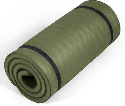 1-Inch Thick Yoga Mat | High-Density, Non-slip Exercise Mat with Carrying Strap for Yoga, Pilates, & Home Gym Workouts | Multiple Options