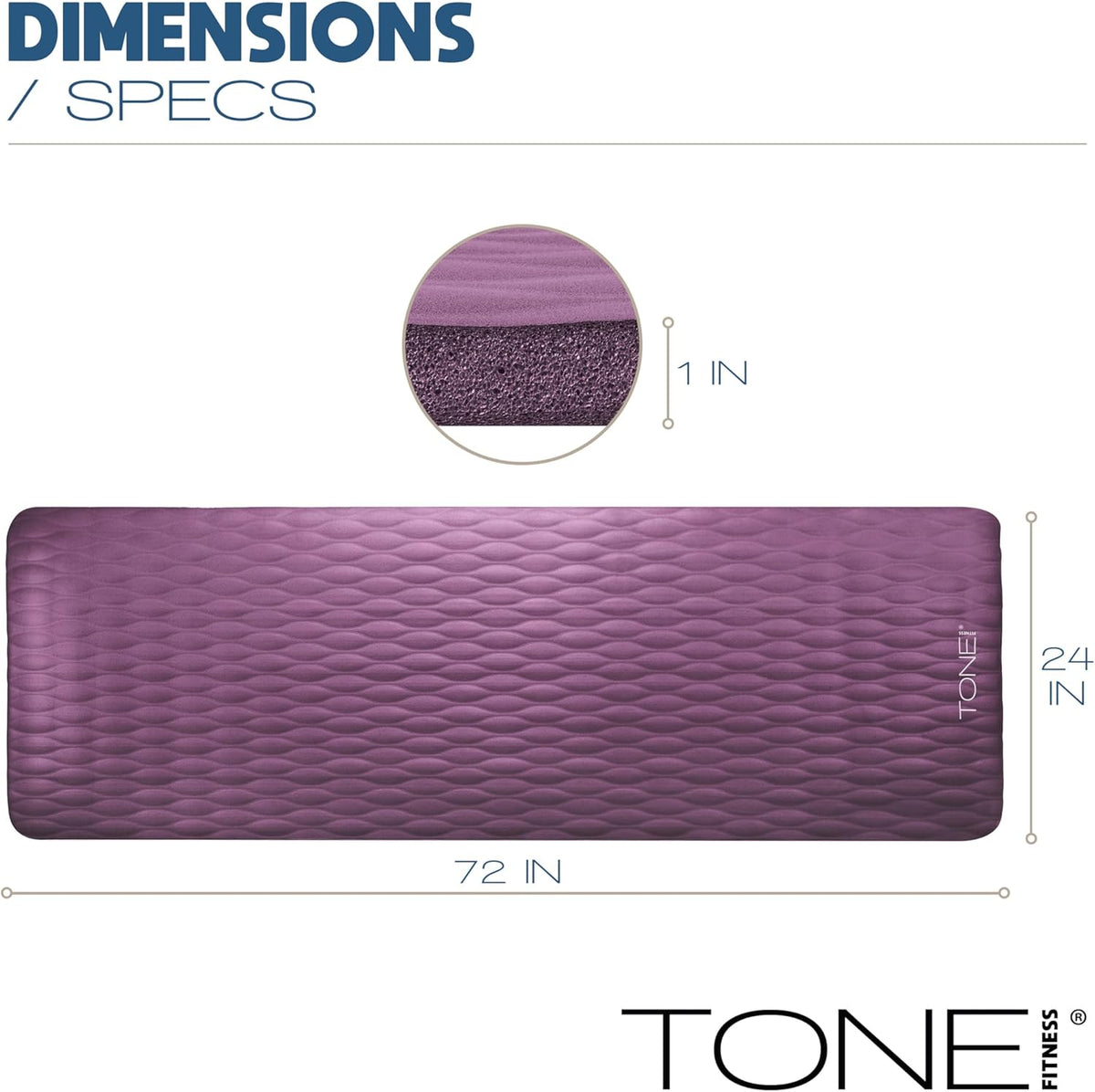 1-Inch Thick Yoga Mat | High-Density, Non-slip Exercise Mat with Carrying Strap for Yoga, Pilates, & Home Gym Workouts | Multiple Options