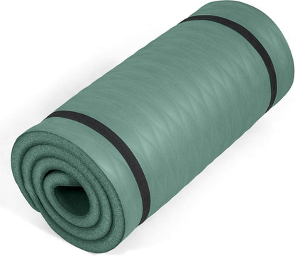 1-Inch Thick Yoga Mat | High-Density, Non-slip Exercise Mat with Carrying Strap for Yoga, Pilates, & Home Gym Workouts | Multiple Options