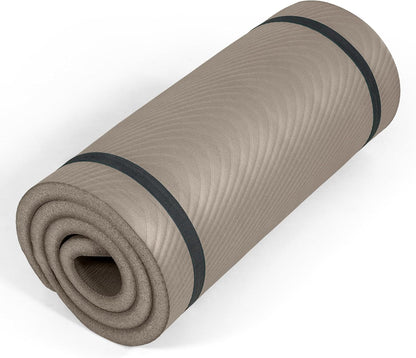 1-Inch Thick Yoga Mat | High-Density, Non-slip Exercise Mat with Carrying Strap for Yoga, Pilates, & Home Gym Workouts | Multiple Options