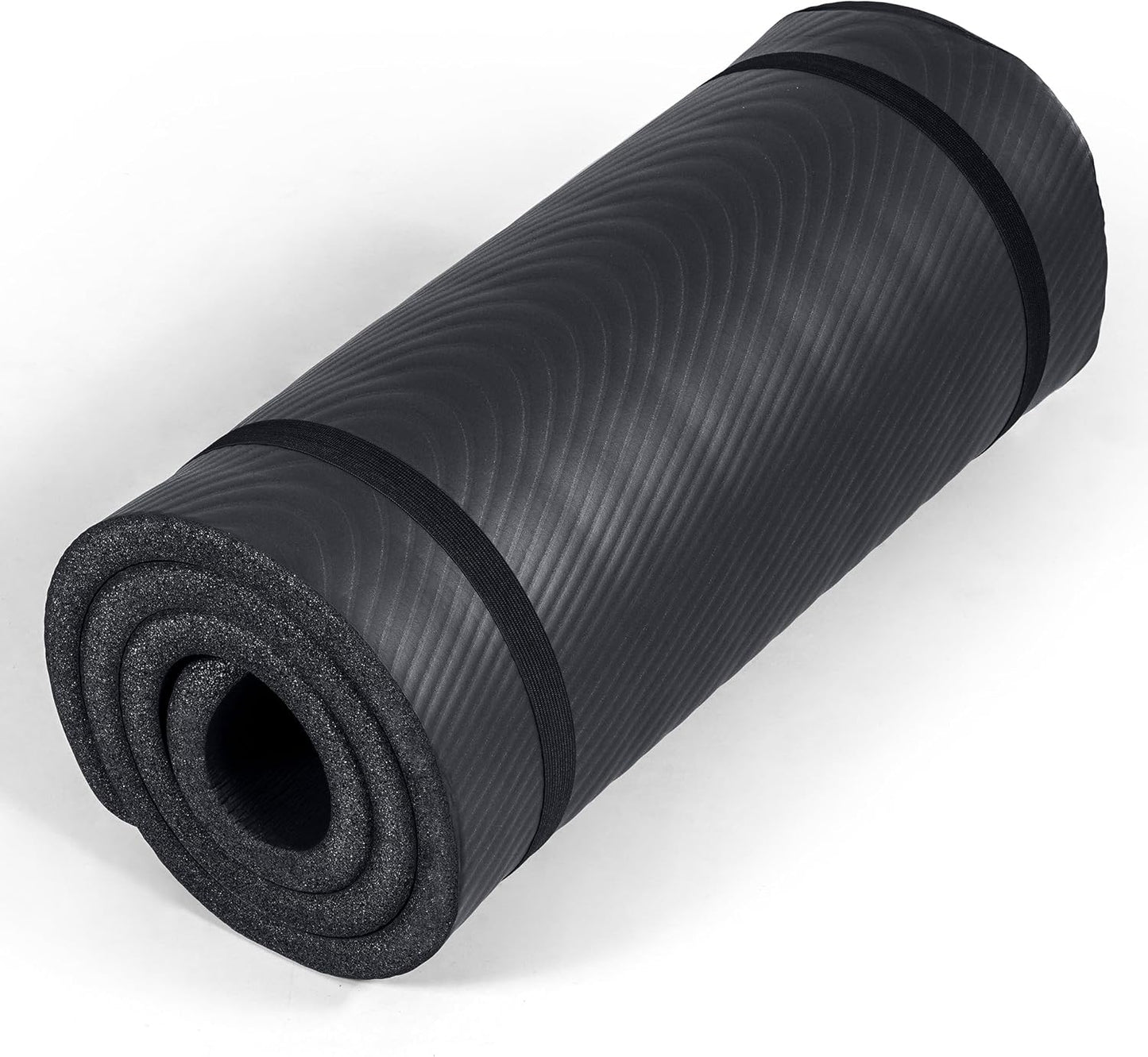 1-Inch Thick Yoga Mat | High-Density, Non-slip Exercise Mat with Carrying Strap for Yoga, Pilates, & Home Gym Workouts | Multiple Options
