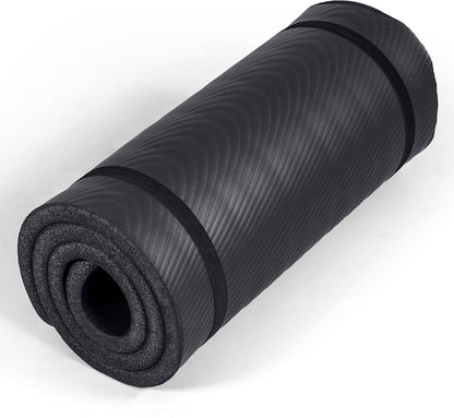 1-Inch Thick Yoga Mat | High-Density, Non-slip Exercise Mat with Carrying Strap for Yoga, Pilates, & Home Gym Workouts | Multiple Options