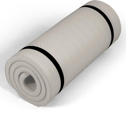 1-Inch Thick Yoga Mat | High-Density, Non-slip Exercise Mat with Carrying Strap for Yoga, Pilates, & Home Gym Workouts | Multiple Options