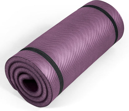 1-Inch Thick Yoga Mat | High-Density, Non-slip Exercise Mat with Carrying Strap for Yoga, Pilates, & Home Gym Workouts | Multiple Options