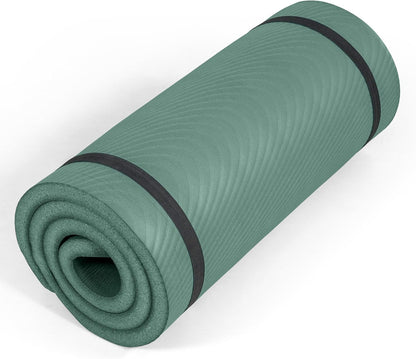 1-Inch Thick Yoga Mat | High-Density, Non-slip Exercise Mat with Carrying Strap for Yoga, Pilates, & Home Gym Workouts | Multiple Options