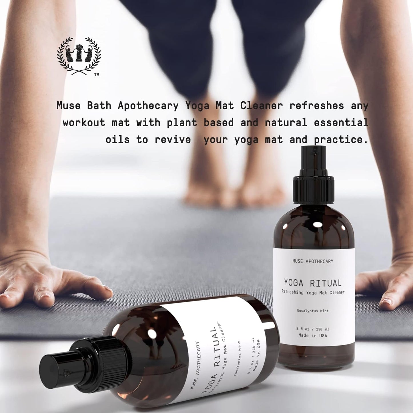 Yoga Ritual - Aromatic and Refreshing Yoga Mat Cleaner, 8 oz, Infused with Essential Oils - Eucalyptus Mint