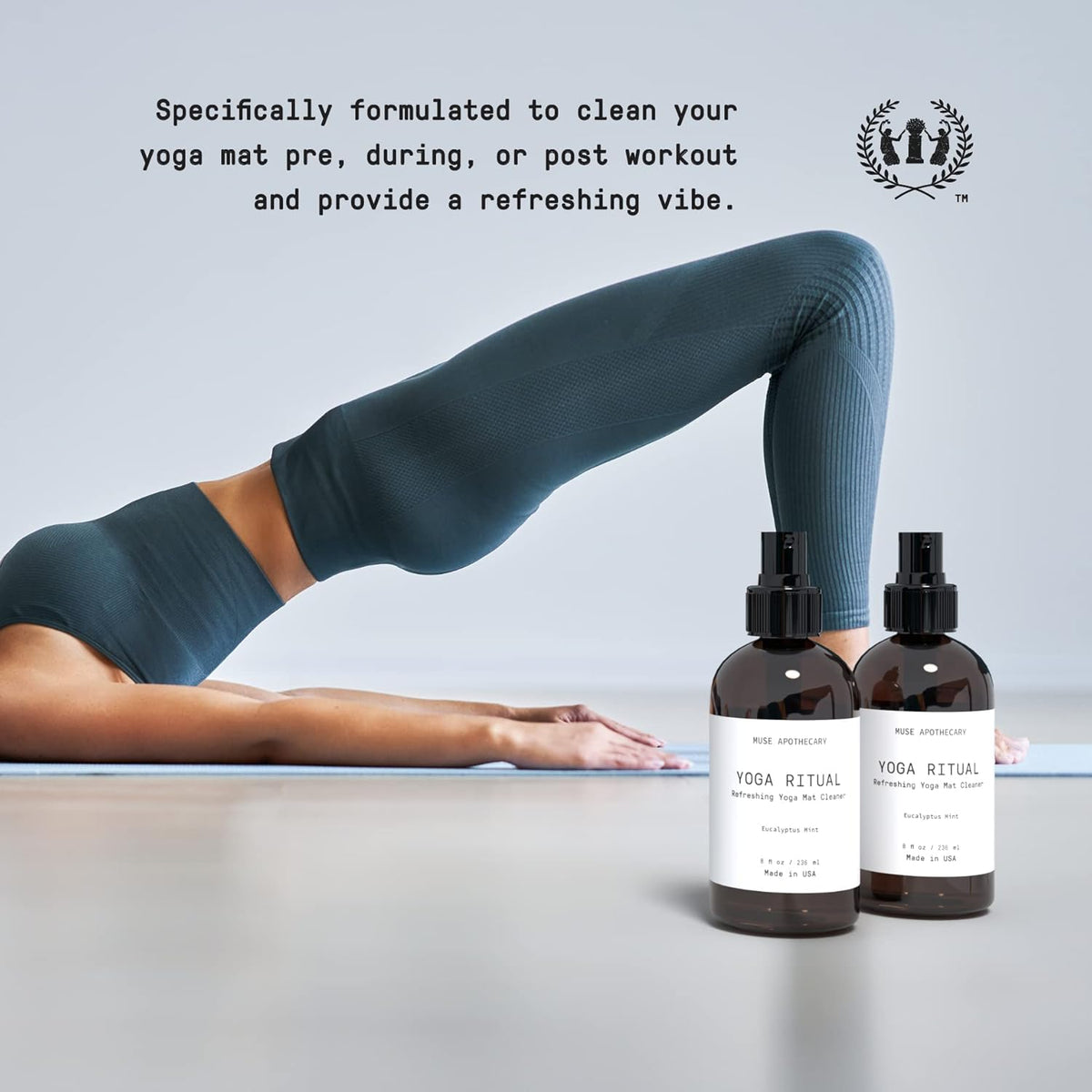 Yoga Ritual - Aromatic and Refreshing Yoga Mat Cleaner, 8 oz, Infused with Essential Oils - Eucalyptus Mint
