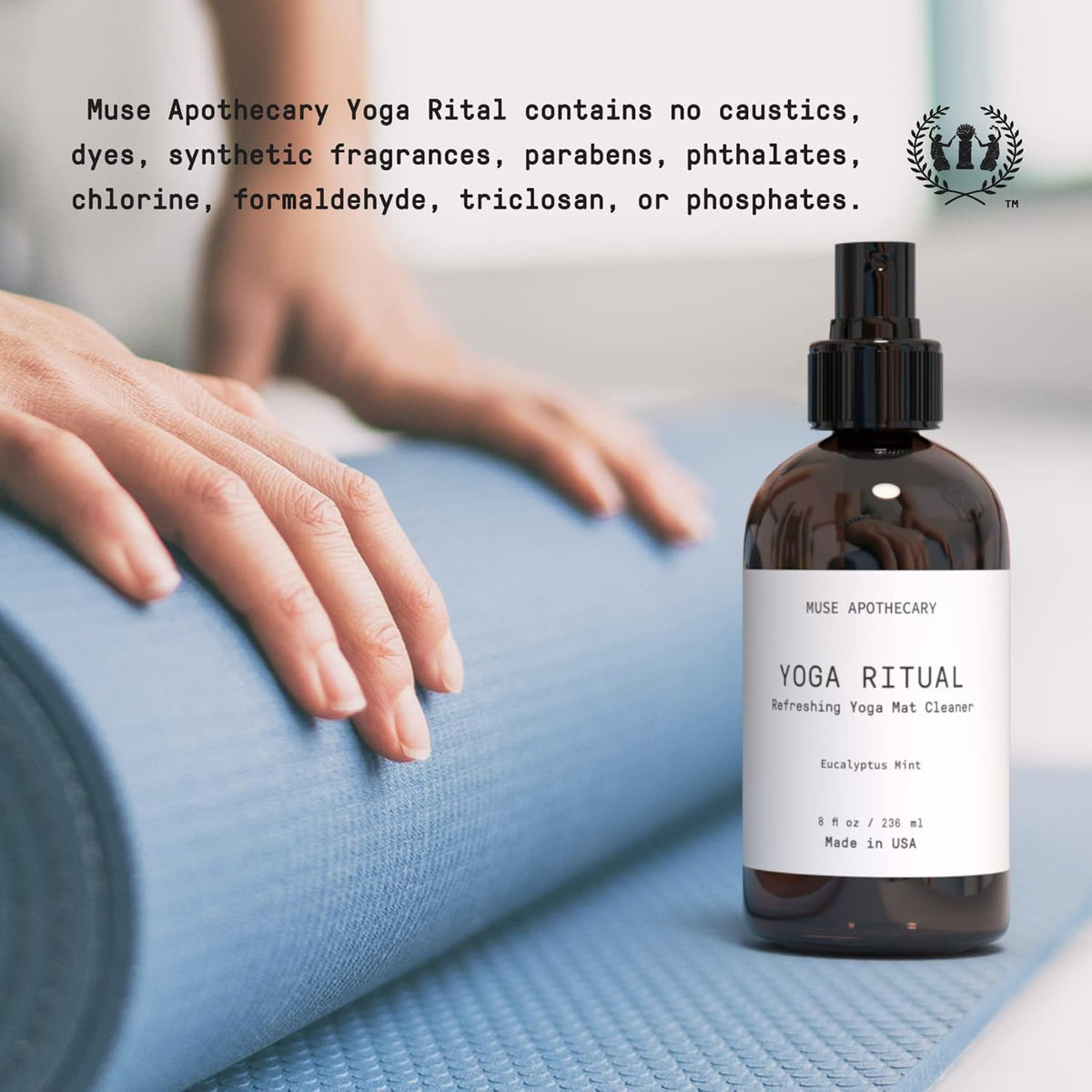 Yoga Ritual - Aromatic and Refreshing Yoga Mat Cleaner, 8 oz, Infused with Essential Oils - Eucalyptus Mint