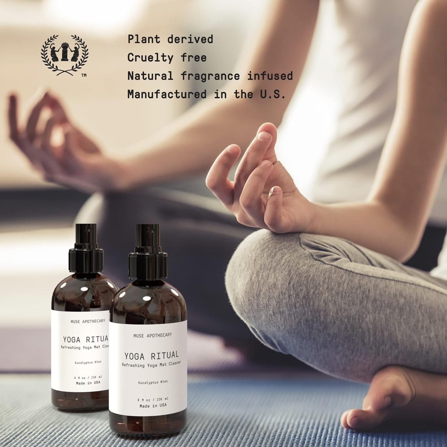 Yoga Ritual - Aromatic and Refreshing Yoga Mat Cleaner, 8 oz, Infused with Essential Oils - Eucalyptus Mint