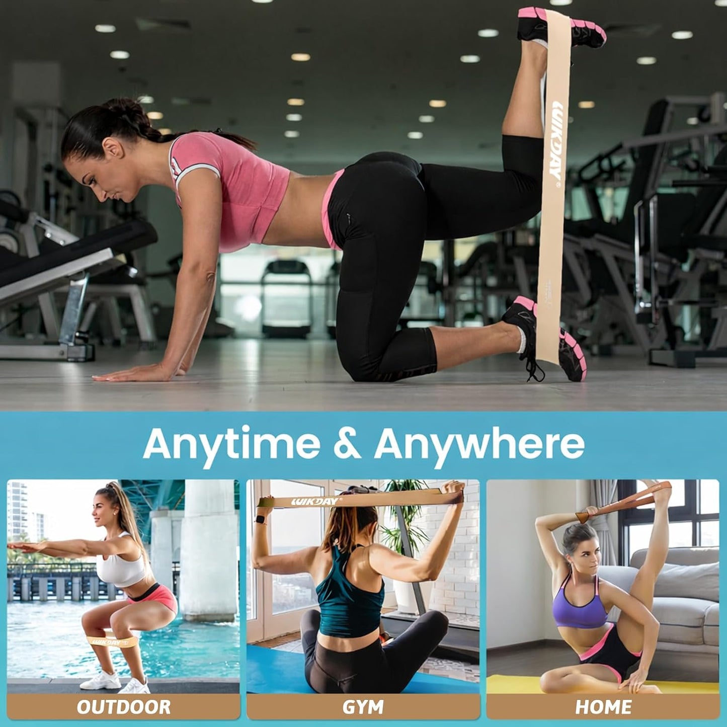 Resistance Bands for Working Out Exercise Loop Bands Workout Bands Set for Men Women Body Stretching, Crossfit Training, Home Workout, Physical Therapy, Booty Legs, Set of 5