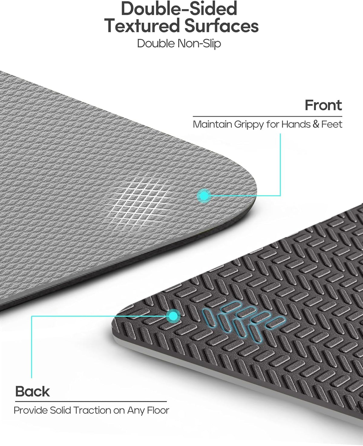 Yoga Mat Non Slip TPE Pilates Exercise Mats for Home Workout Gym Fitness Eco Friendly Thick Hot Yoga Mat with Strap Body Alignment,72"x 26" Thickness 1/4"