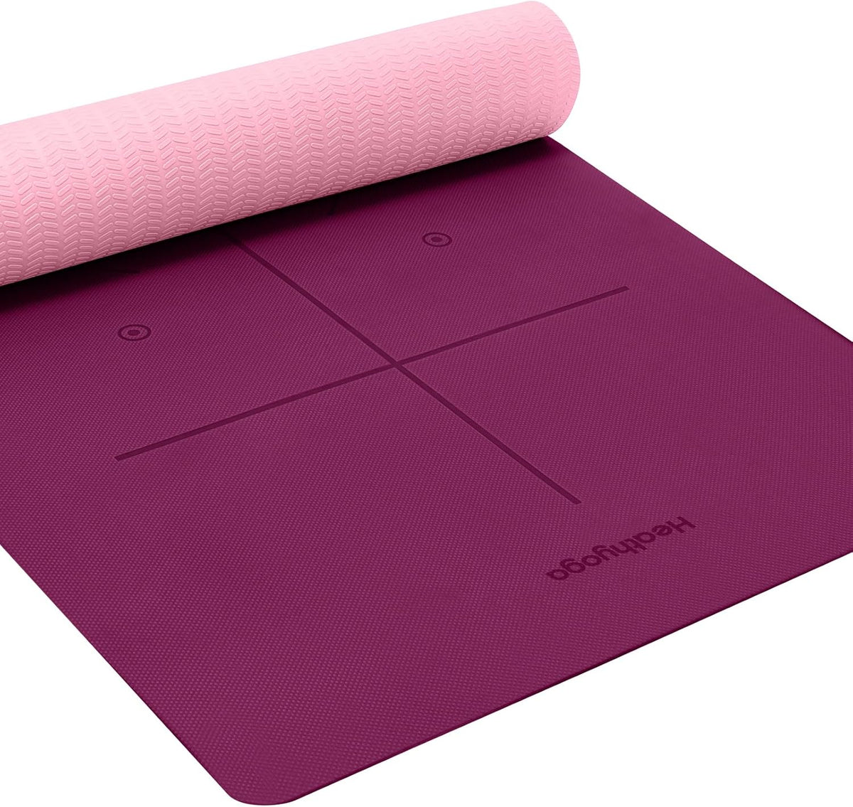 Yoga Mat Non Slip TPE Pilates Exercise Mats for Home Workout Gym Fitness Eco Friendly Thick Hot Yoga Mat with Strap Body Alignment,72"x 26" Thickness 1/4"