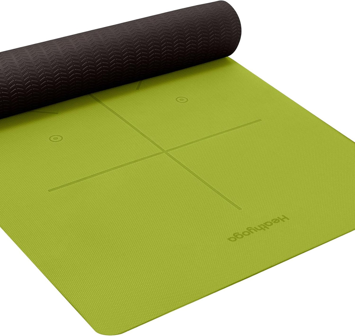 Yoga Mat Non Slip TPE Pilates Exercise Mats for Home Workout Gym Fitness Eco Friendly Thick Hot Yoga Mat with Strap Body Alignment,72"x 26" Thickness 1/4"