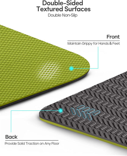 Yoga Mat Non Slip TPE Pilates Exercise Mats for Home Workout Gym Fitness Eco Friendly Thick Hot Yoga Mat with Strap Body Alignment,72"x 26" Thickness 1/4"