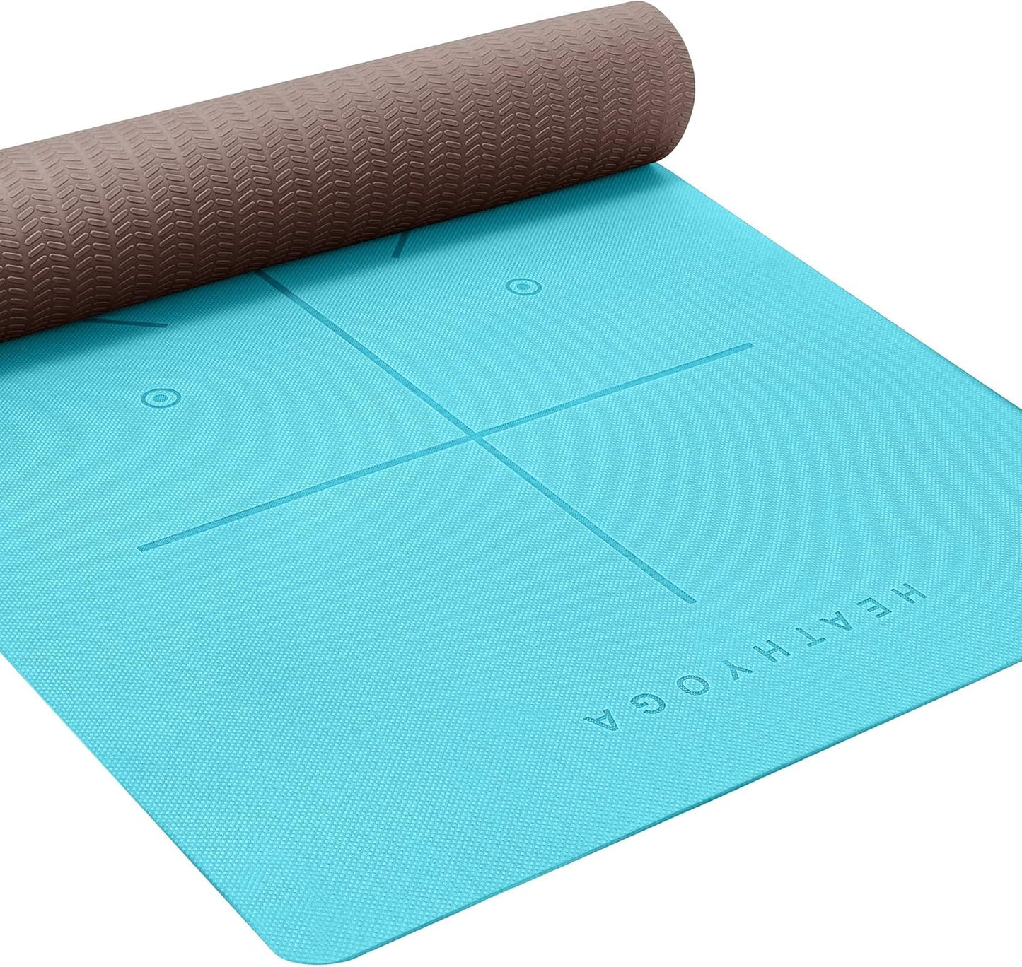 Yoga Mat Non Slip TPE Pilates Exercise Mats for Home Workout Gym Fitness Eco Friendly Thick Hot Yoga Mat with Strap Body Alignment,72"x 26" Thickness 1/4"