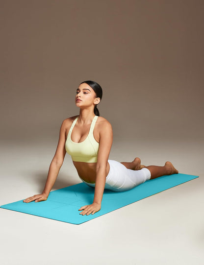 Yoga Mat Non Slip TPE Pilates Exercise Mats for Home Workout Gym Fitness Eco Friendly Thick Hot Yoga Mat with Strap Body Alignment,72"x 26" Thickness 1/4"