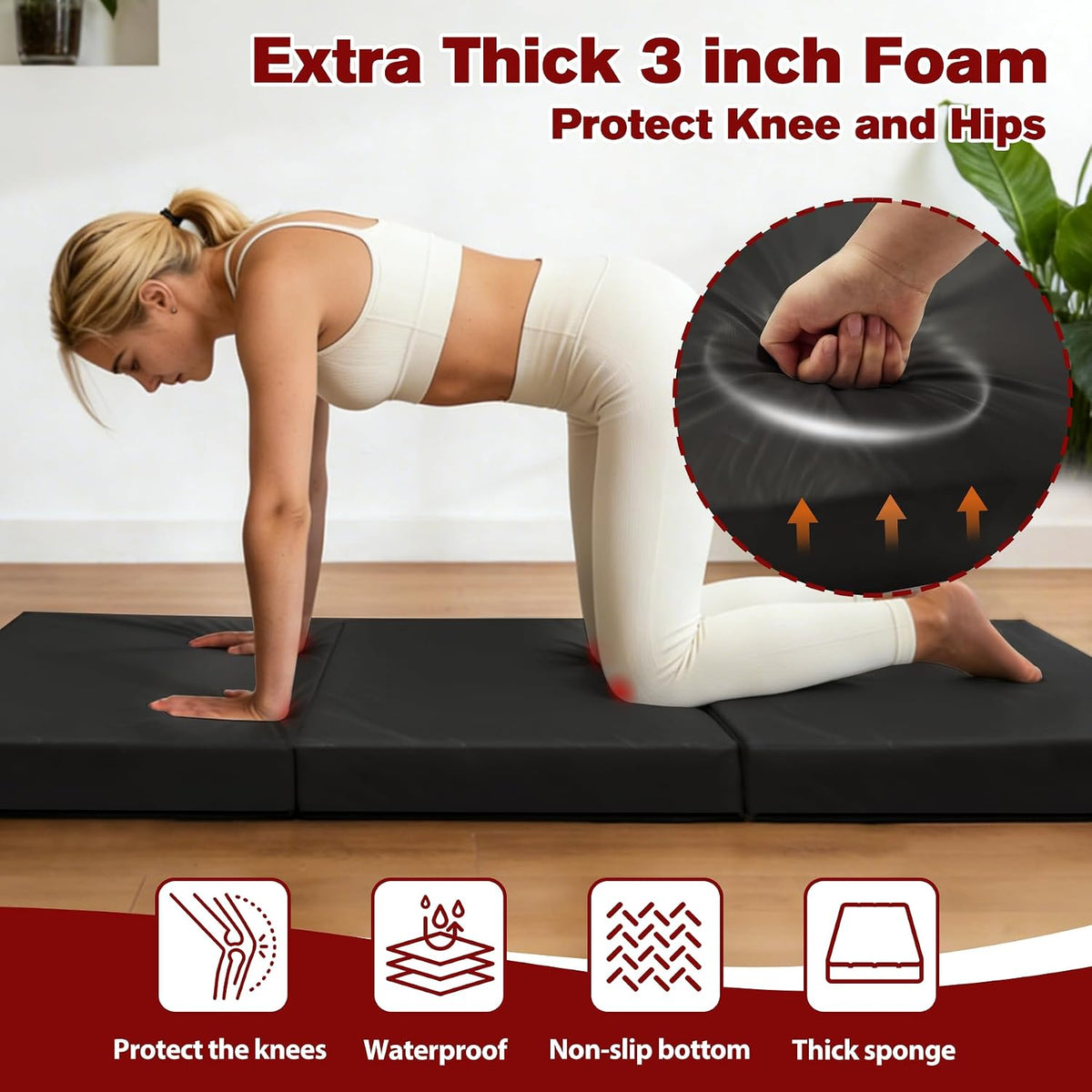 3 Inch Thick Yoga Mat 72 * 32 * 3 inch Extra Thick Exercise Mats Non-Slip Workout Mat for Pilates, Fitness, Gym, Stretching