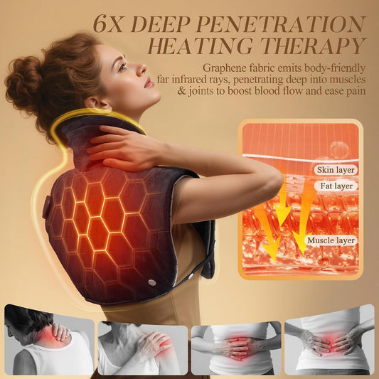 30S Fast Heating Pad for Neck Shoulders and Back, 6X Far Infrared Heat