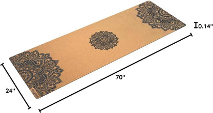 The Cork Yoga Mat | Eco Luxury | Ideal for Hot Yoga, Power, Bikram, Ashtanga, Sweaty Workouts | Studio Quality | Includes Carrying Strap!