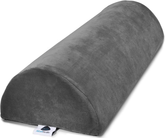 Knee Pillow for Back Sleeping | Large Half Moon Bolster Pillow for Legs, Under Knee Pillow for Sleeping on Back (20.5"x 8"x 4.5") Leg Pillow for Ankle and Foot Comfort, Machine Washable Cover, Grey