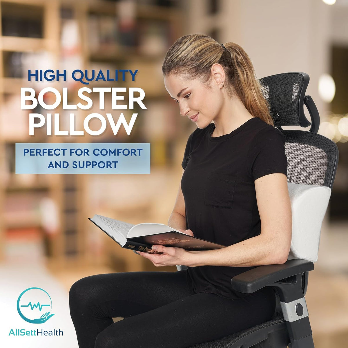 Knee Pillow for Back Sleeping | Large Half Moon Bolster Pillow for Legs, Under Knee Pillow for Sleeping on Back (20.5"x 8"x 4.5") Leg Pillow for Ankle and Foot Comfort, Machine Washable Cover, Grey
