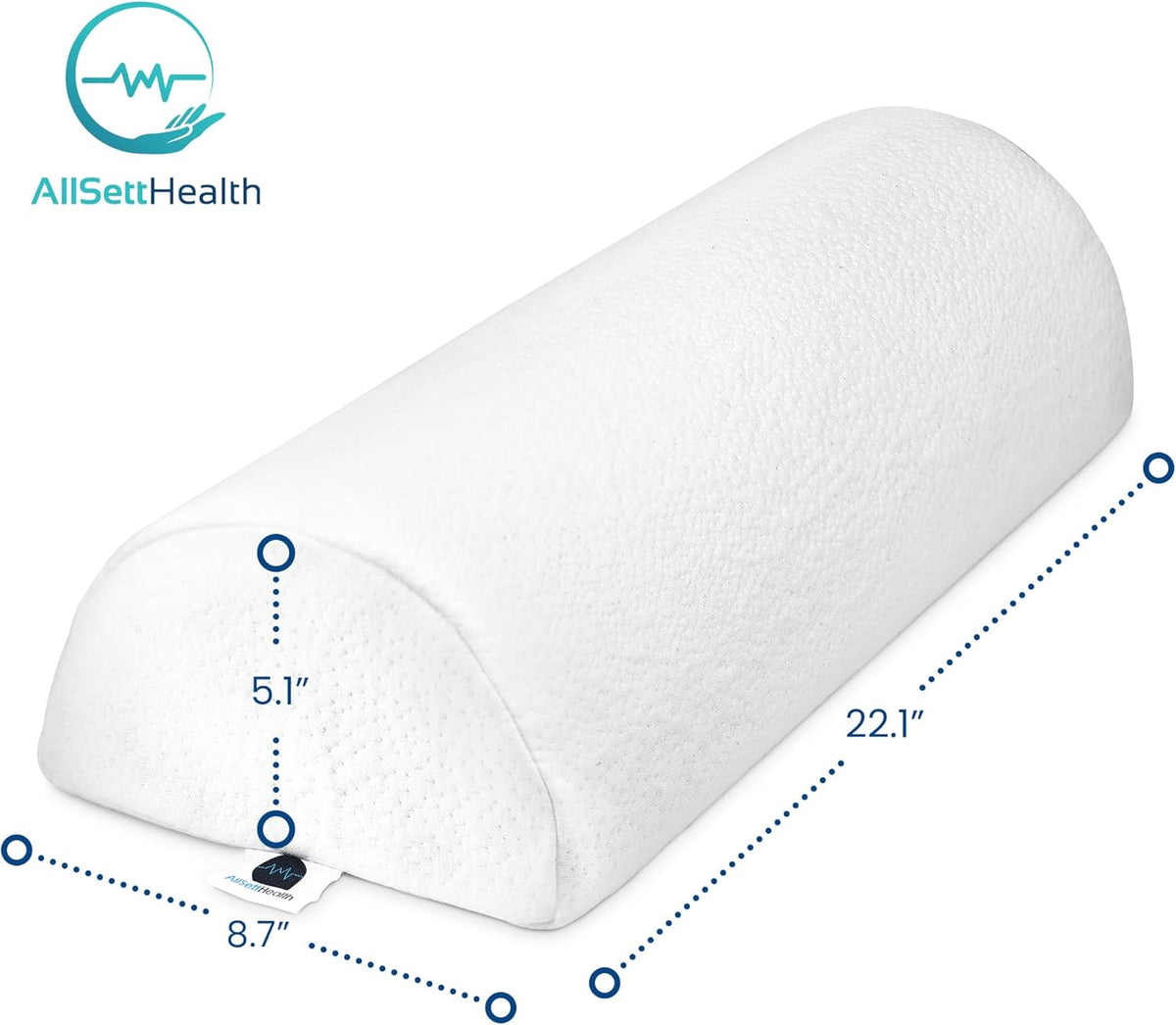 Knee Pillow for Back Sleeping | Large Half Moon Bolster Pillow for Legs, Under Knee Pillow for Sleeping on Back (20.5"x 8"x 4.5") Leg Pillow for Ankle and Foot Comfort, Machine Washable Cover, Grey