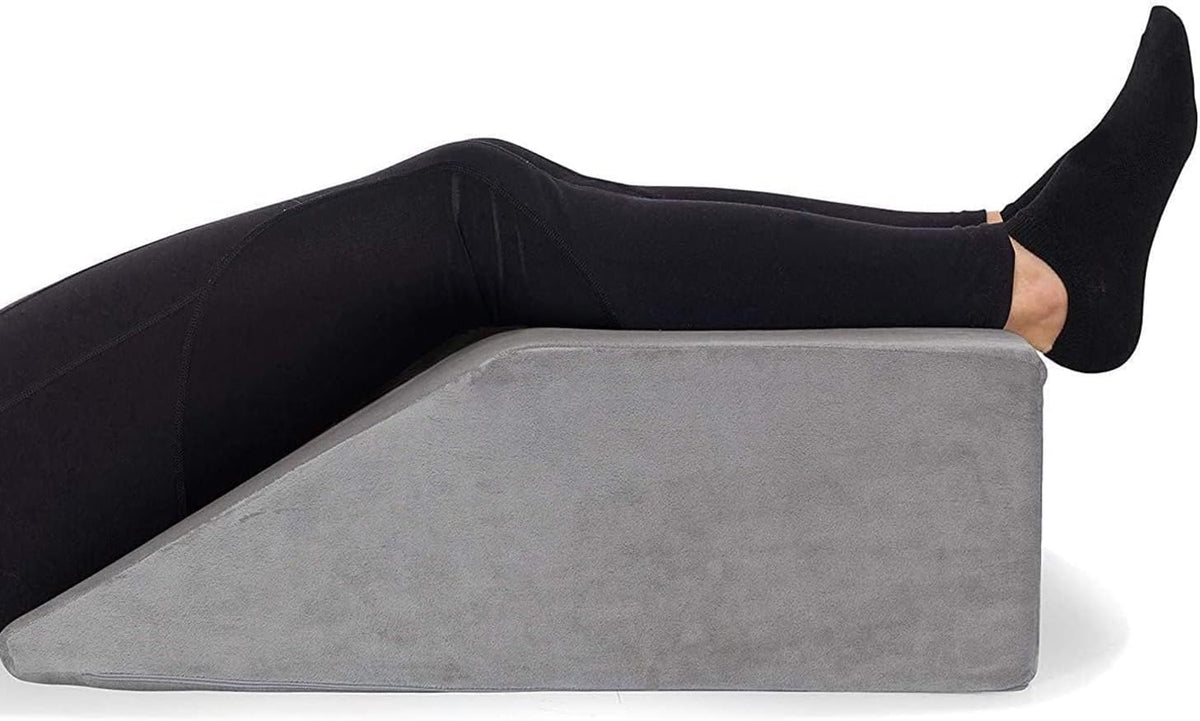 Knee Pillow for Back Sleeping | Large Half Moon Bolster Pillow for Legs, Under Knee Pillow for Sleeping on Back (20.5"x 8"x 4.5") Leg Pillow for Ankle and Foot Comfort, Machine Washable Cover, Grey