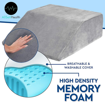Knee Pillow for Back Sleeping | Large Half Moon Bolster Pillow for Legs, Under Knee Pillow for Sleeping on Back (20.5"x 8"x 4.5") Leg Pillow for Ankle and Foot Comfort, Machine Washable Cover, Grey