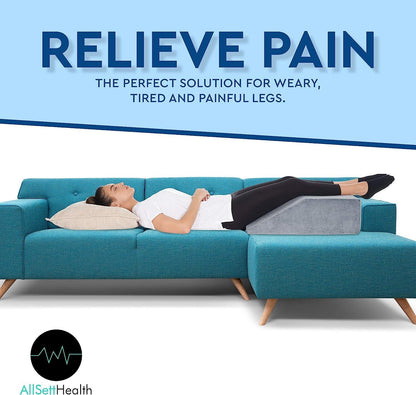 Knee Pillow for Back Sleeping | Large Half Moon Bolster Pillow for Legs, Under Knee Pillow for Sleeping on Back (20.5"x 8"x 4.5") Leg Pillow for Ankle and Foot Comfort, Machine Washable Cover, Grey