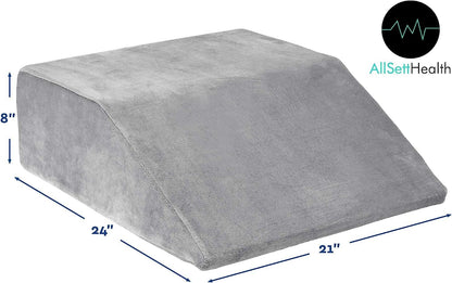 Knee Pillow for Back Sleeping | Large Half Moon Bolster Pillow for Legs, Under Knee Pillow for Sleeping on Back (20.5"x 8"x 4.5") Leg Pillow for Ankle and Foot Comfort, Machine Washable Cover, Grey