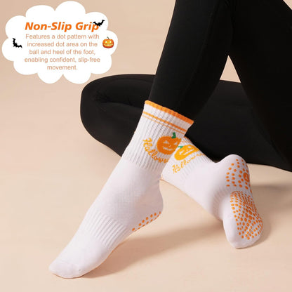 Grip Pilates Crew Socks for Women, Non Slip Yoga Socks with Grips for Barre Hospital Grippy Sticky Sock